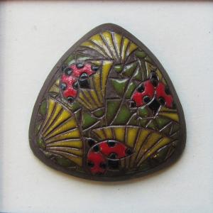 triangle cabochon with ladybugs on dark