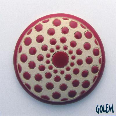 round cabochon,"Big Bang"-red on white