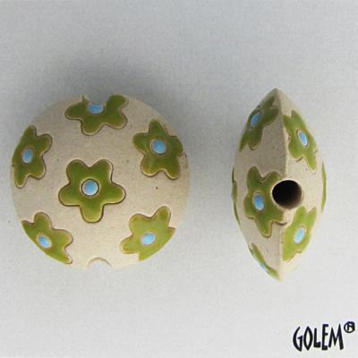 lentil bead, lime colored flowers