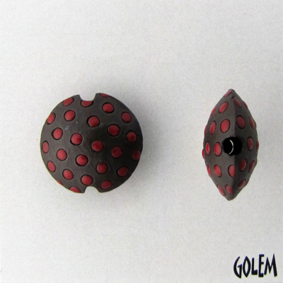 Red polka dots on dark, lentil, size 