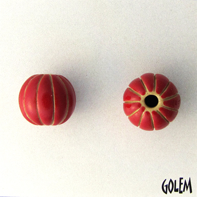 Round "Melon" bead - red