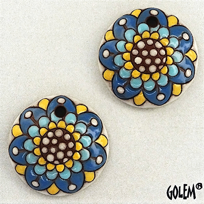 Blue Flower Paisley, 2 small pendants