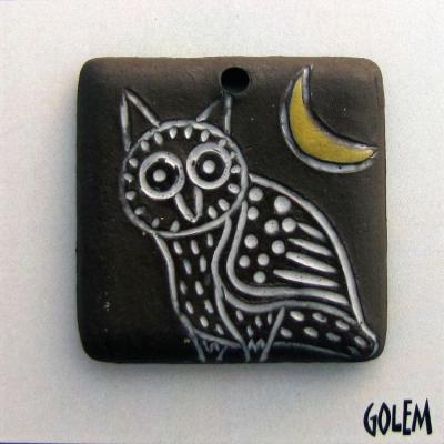 Owl and moon on dark