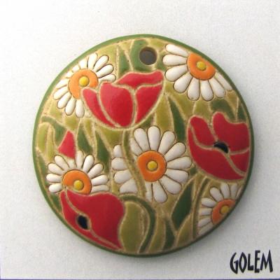 "Daisies & Poppies" - dommed round
