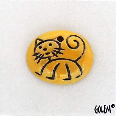 Stick Cat, Yellow, small oval pendant