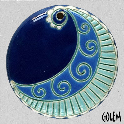 Blue Moon Paisley, large round pendant