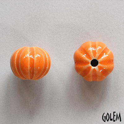 Pumpkin shape bead, NEON ORANGE