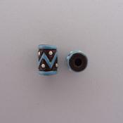 Blue zigzag on dark tube bead