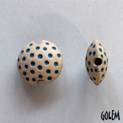 Polka dots, blue on light clay, size S