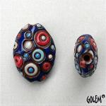 Cool Bubbles, Deep Blue & Red, almond bead size M