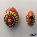 Dragon Eye, terracotta almond bead size M