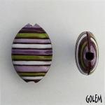 Funky Stripes, Purple & Green, almond bead size M