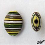 Funky Stripes, Green & Yellow, almond bead size M