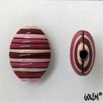 Funky Stripes, Burgundy & Pink, almond bead size M