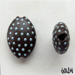 dark clay, size M, blue polka dots