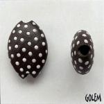 dark clay, size M, white polka dots