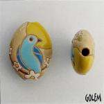 Blue Bird, sunrise - almond bead size M