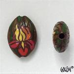 Flaming Irises - almond bead, Size M