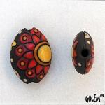 Paisley Mandala, yellow & red, almond bead size M