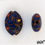 Spirals & Flowers, Deep Blue, almond bead size M