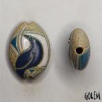 Gossiping bird, deep blue - almond bead size M