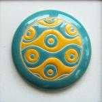 cabochon - wave, yellow and carribean