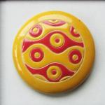 round cabochon, yellow & red
