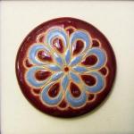 round cabochon, light blue and wine
