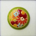 small round cabochon with flowers