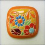 square cabochon, flowers and sun