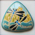 triangle cabochon with dragonflies