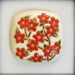 oval square cabochon with blooming tree