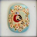 rectangle cabochon, bird