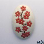 domed oval cabochon with blooming tree