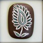 dark domed rectangle cabochon