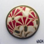 round cabochon with red carnation