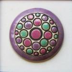 round cabochon, green and purple