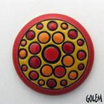 round cabochon, red and orange
