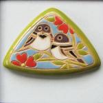 triangle cabochon, sparrows