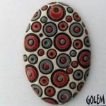 large oval, grey/red bubbles