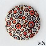 Round dommed pendant, grey/red bubbles