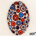 Domed oval pendant, white/red/blue