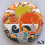 Dreaming cat - large round pendant