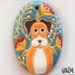 Wise dog - large oval pendant