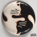 Yin & yang kitties, large round pendant