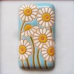 rectangle cabochon, daisies