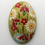 oval domed cabochon, daisees & ladybugs