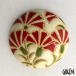 round cabochon with red carnation flowers