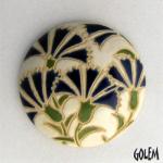 round cabochon with blue carnation flowers