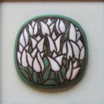 oval square cabochon with tulips on dark